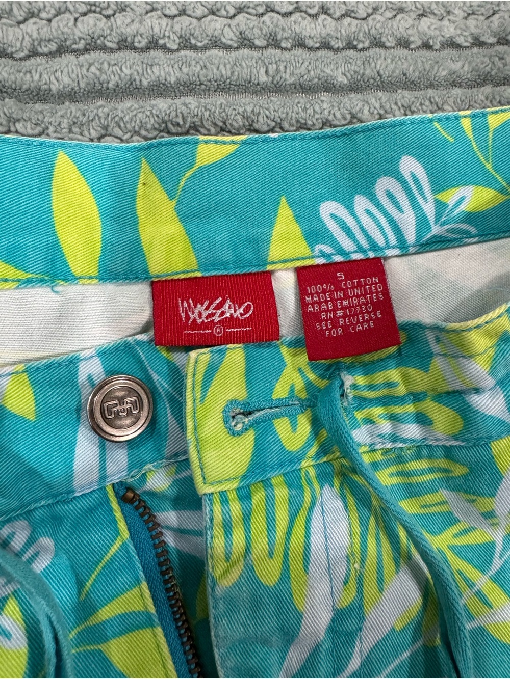 Wassio Women’s Teal, Lime & White Floral Cotton Shorts